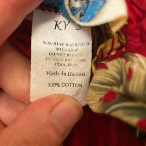 KY’s made in Hawaii 100% cotton red floral little girls dress 1-2 2T Hawaiian - Picture 8 of 8